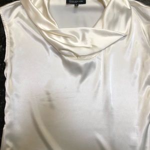 White sleeveless top. Jones New York. Cowl neck. Beautiful satin look fabric. 10